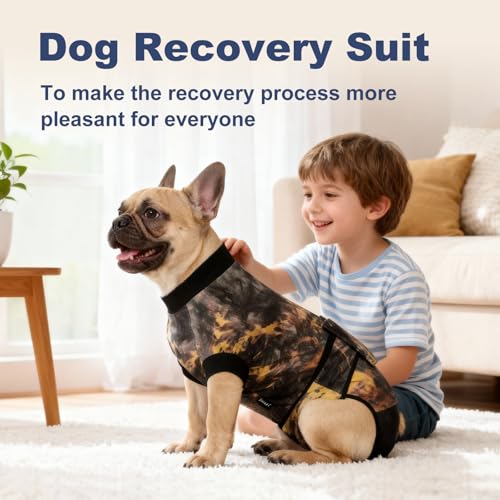 Image of Jiupety Dog Recovery Suit Adjustable, Dogs Bodysuit for Abdominal Wound After Surgery, Substitute E-Collar, XL Size, Anti-Licking Surgical Dog Onesies, Tie-dye
