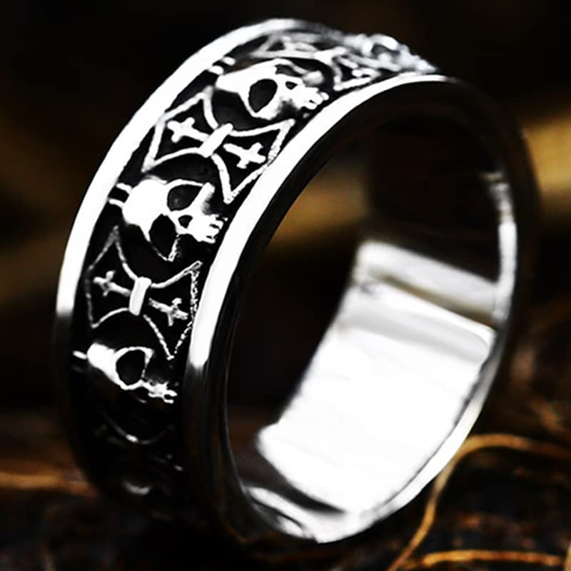 Image of Death Skull Ring for Men Stainless Steel Jewelry Biker Rings Scary Death Ring Skull for Gifts