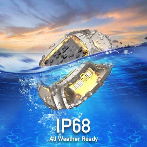 Quntis Solar Decking Lights Outdoor 4 Pack, 2 Colors Warm White & Cool White Driveway Marker Light IP68 Waterproof, Pressure Resistant Solar Ground Lights for Garden Pathway Step Stairs Patio Pool