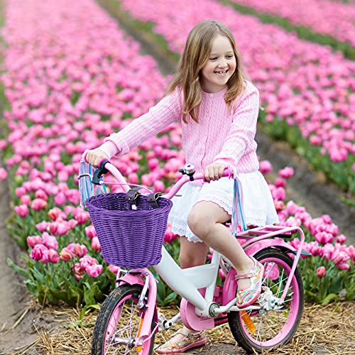 EIRONA Bike Handlebar Basket for Kids Bicycle, Balance Bike, Scooter, Tricycle, Bicycle Storage with DIY Decal, Purple 4 51+lKdTjp4S