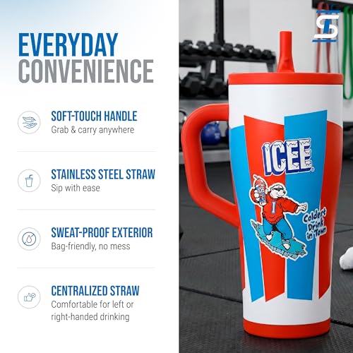 Image of Ice Shaker 32 oz Tumbler with Handle and Straw | 32oz ICEE | Cold for 30+ Hours | 2-in-1 Tumbler Shaker Bottle | Odor-Free 32 ounce Bottle for Water, Protein Shakes, Smoothies, Cocktails