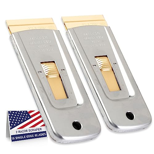 CANOPUS Razor Blade Scraper Tool, Razor Blade Holder, Window Scraper with Razor Blades, Scraper for Glass, Oven, and Cooktop, Sticker Remover Tool, Windshield Scraper (2 Sets) by CANOPUS - Used condition - US$10.90