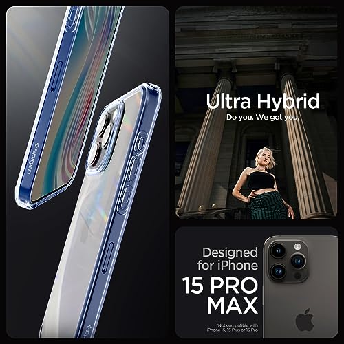 Image of Spigen Ultra Hybrid Back Cover Case for iPhone 15 Pro Max, Durable Hybrid Structure, Air Cushion Technology - PC+TPU | Sky Crystal