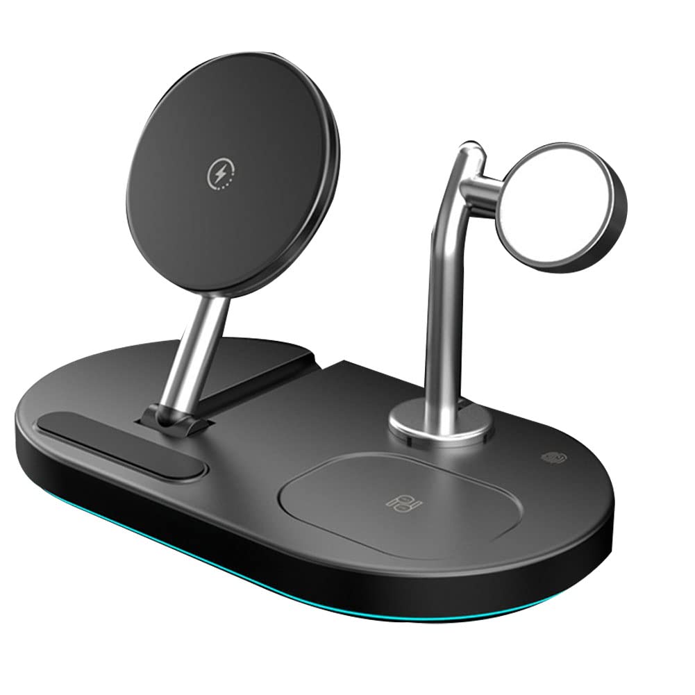 Chargeur magnétique sans 4 en 1 avec base de support, charge avec câble de charge sans pour montre (noir)