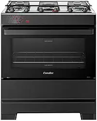 Fogão Esmaltec 5 Bocas Ideal Top Mesa Inox Tampa de Vidro Forno 84 Litros Preto T5IAP Bivolt