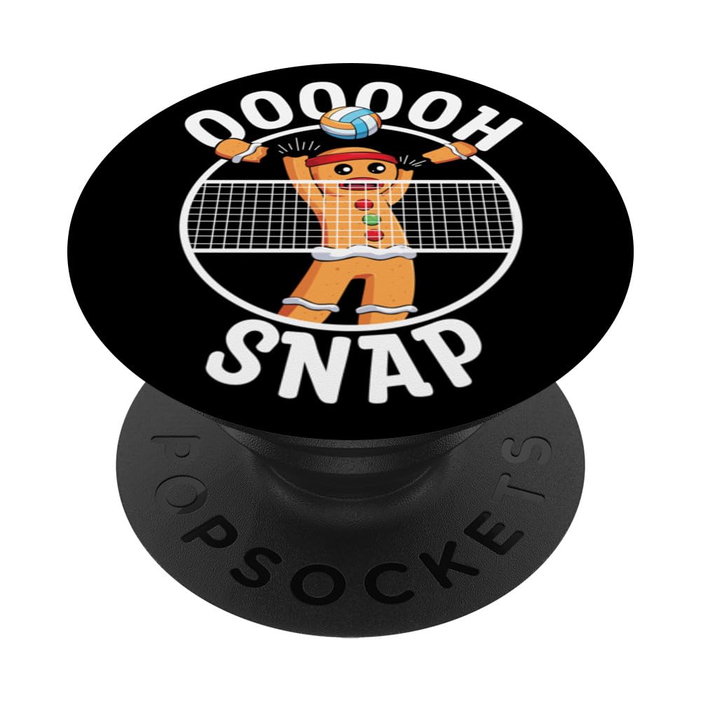 Oh Snap Gingerbread Man Blocker Christmas Volleyball PopSockets Adhesive PopGrip, Black