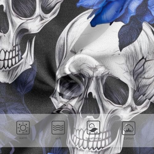 Toddler Girl Panties, Vintage Skulls Blue Rose Girls Cotton Underwear, 2T–8 Years3