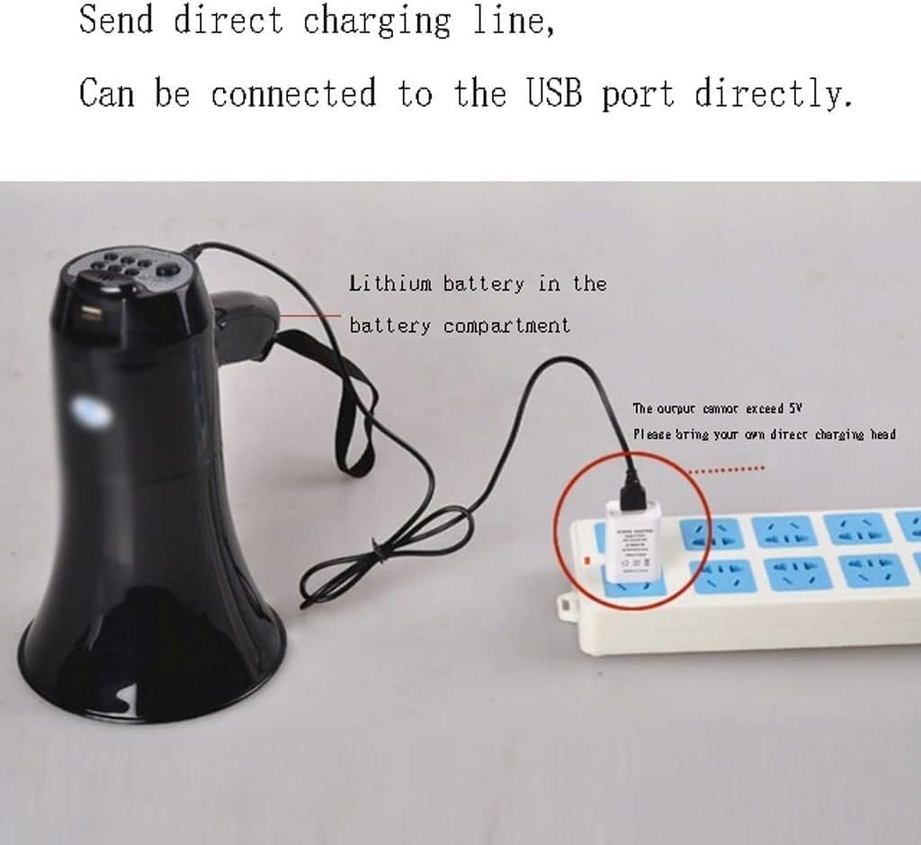 Porta Voce Megafono Megafoni Portatili Megafono Portatile da 15 W con Controllo del Volume Megafono Altoparlante Batteria Ricaricabile Altoparlante Amplificatore Vocale