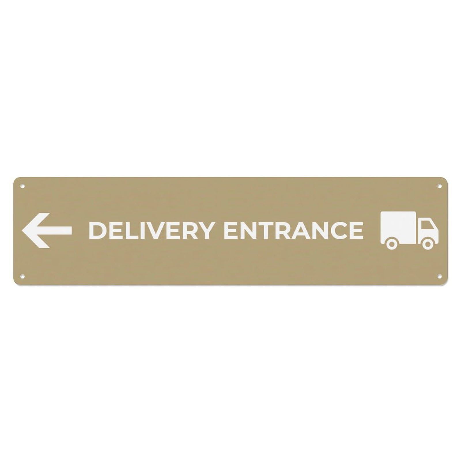 Okahys 4X16inch(10X40cm) Delivery Entrance Sign Khaki White Left Metal Tin Sign
