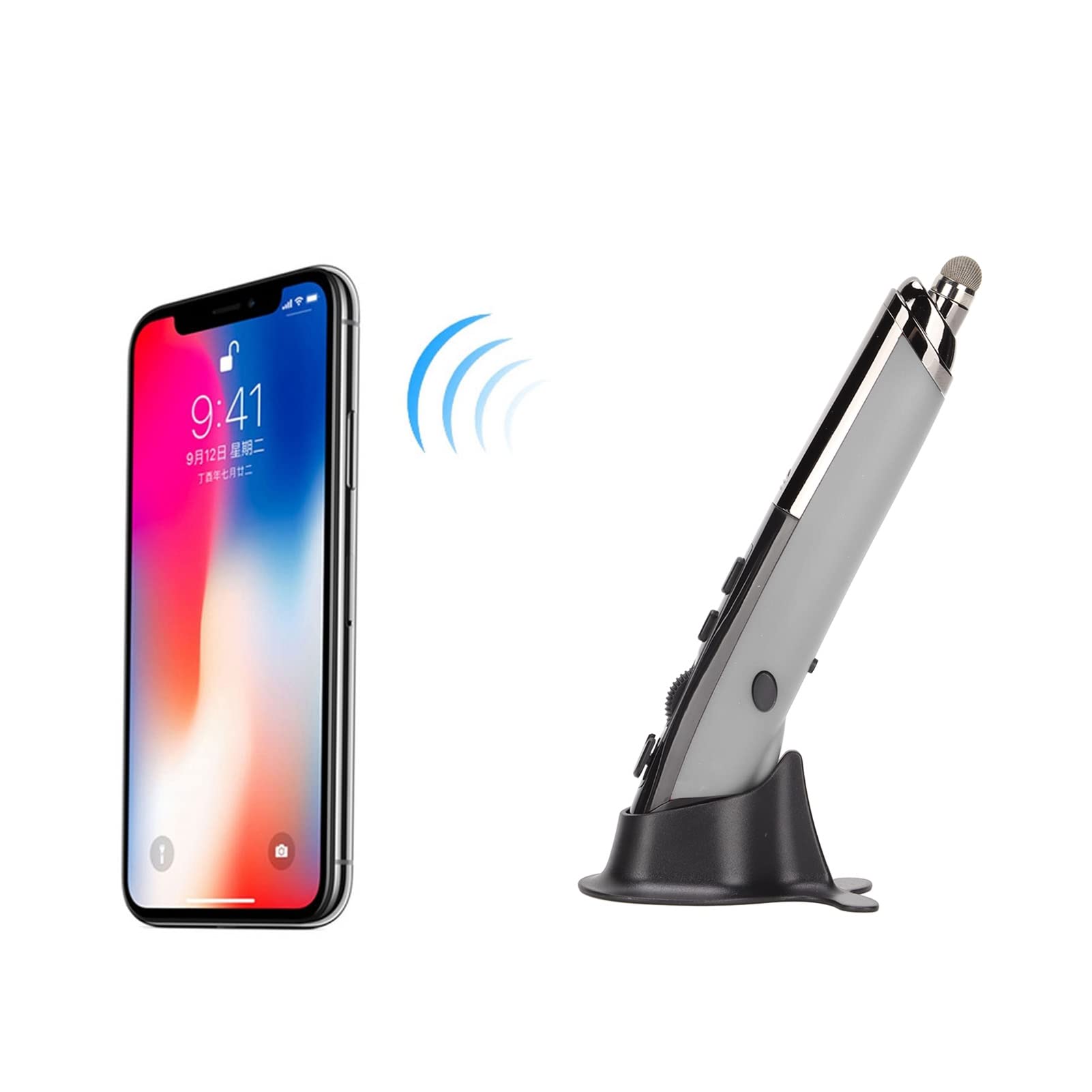 Mouse Ottico con Penna Tascabile Wireless, Mouse con Penna Wireless a 3 Livelli DPI Regolabile Touch Screen Scrittura a Bassa Potenza per PC Laptop Notebook Computer(grigio)