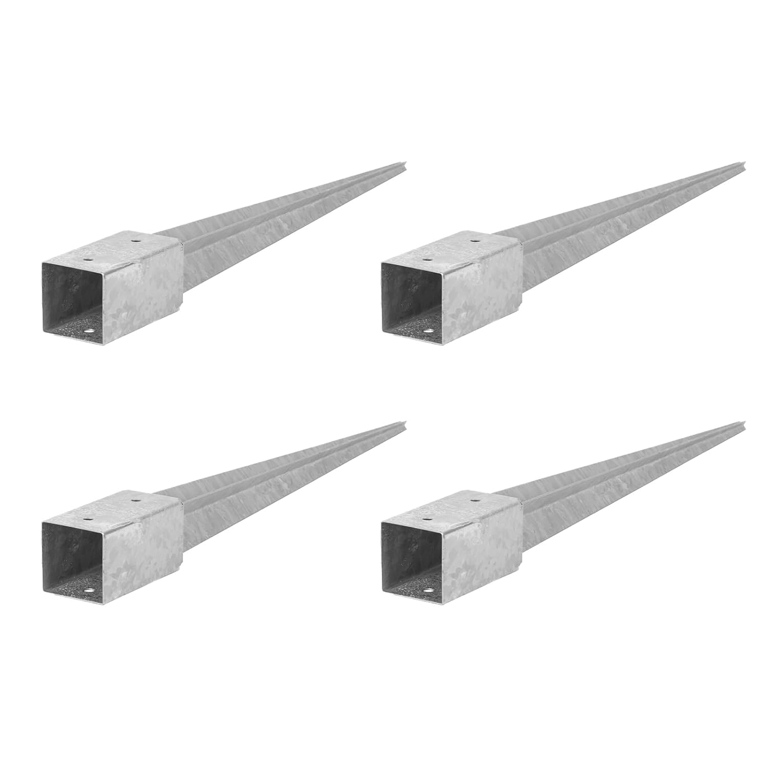 ADGO Einschlagbodenhülse - 4er Set Pfostenträger 80x80 Länge 750 mm - Zaunpfostenträger - Bodenanker für Holzpfosten - Feuerverzinkt - Einschlaghülse - Einschlagbodenhülse - Anker