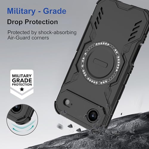 Image of amazon basics Back Case Cover for iPhone 17 Air | Magnetic Case with Built-in Metal Ring | Supports Mag-Safe Charger, Wallet & Car Mount | Shockproof Hybrid PC + TPU | Black