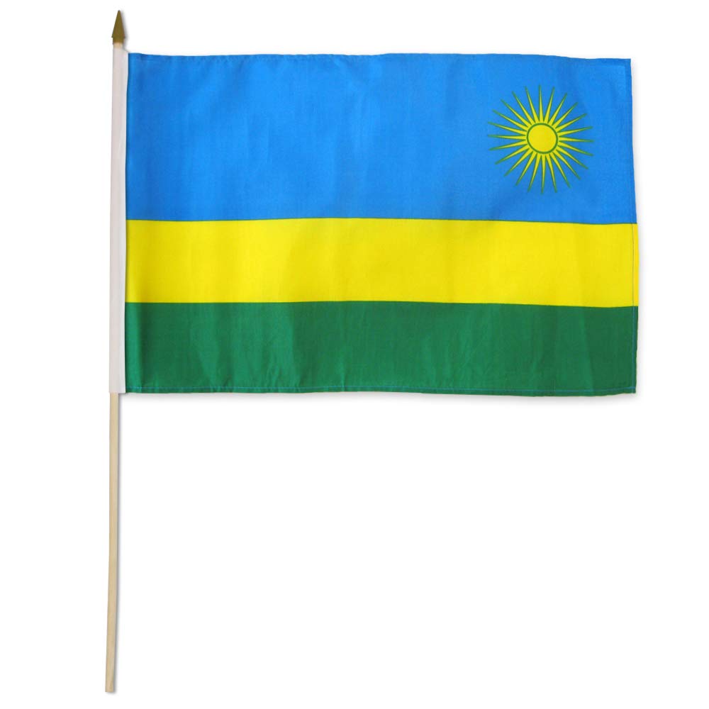 Flags Importer Rwanda Dozen 12x18” Stick Flags, Multicolor