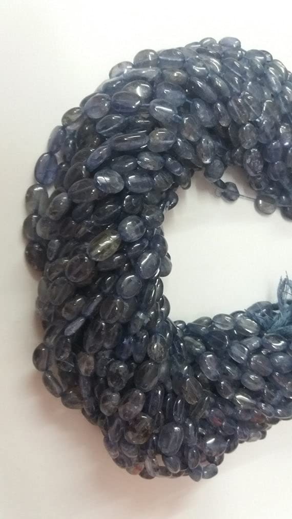 Iolite perles ovales en vrac de 13.5 pouces pour atelier création de bijoux bohèmes
