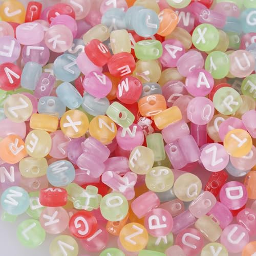 Zwenjuan 1000 PCS Cuentas de Letras Acrílicas Multicolor A Z, Redondas, Abalorios para Pulseras, Collares y Manualidades
