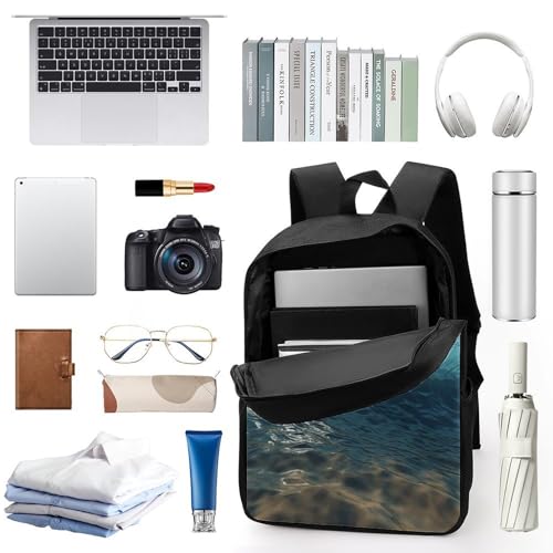 Blue Sea Wavy Seascape Bookbag - Ultra Lightweight Portable Backpack Work Travel Backpack for Men Women Fits 16 Inch Notebook3
