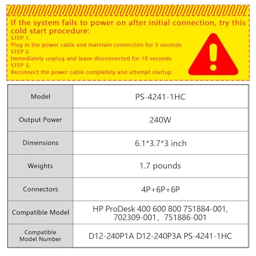 Fuente de poder 240W compatible HP ProDesk SFF miniatura 2