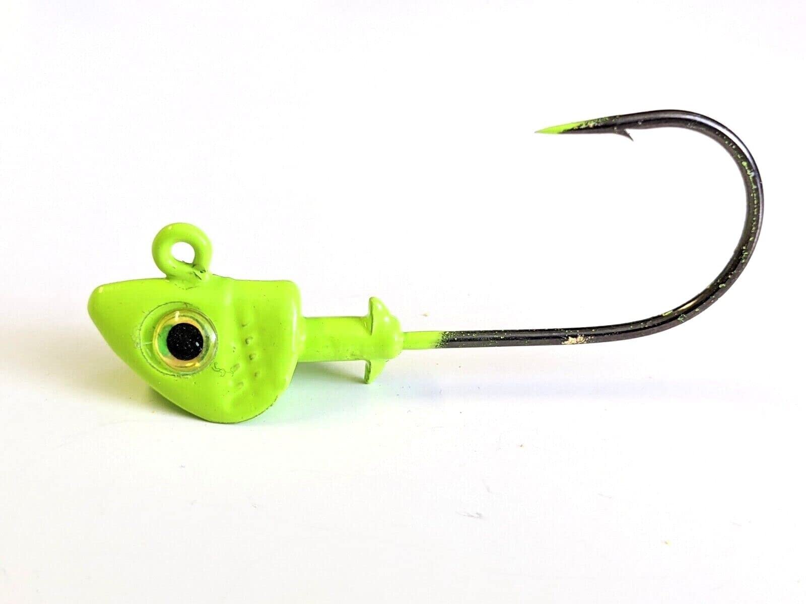10 Painted"Pro-Shad" Jig Head Striper Bass Redfish Lure Ultra Point Hook- Char 1/8 oz