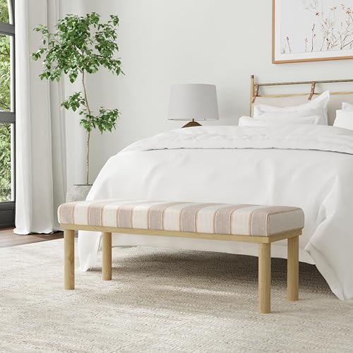 Image of HomePop 47.5 inch Oslo Bench - Wide Tan Stripe