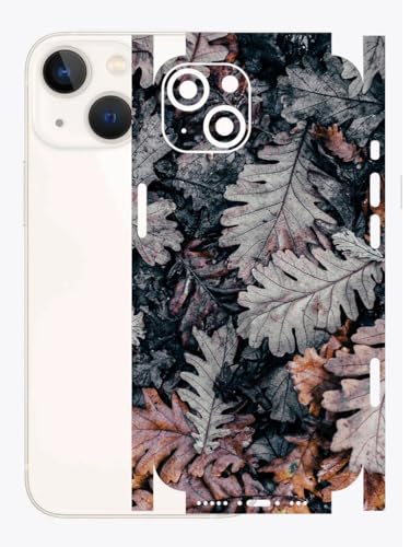 Image of AtOdds - Full Body Back Screen Guard Protector Film - Lamination Wrap Skin Sticker for iPhone 13 mini | Scratchproof Matte Finish (Design - Dry Leaves)