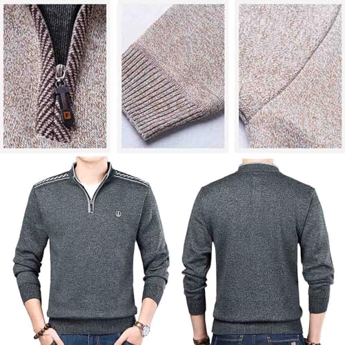 Men's Half Zipper Knitted Stand up Collar Fashionable Long Sleeved Base Sweater top for Autumn and Winter4