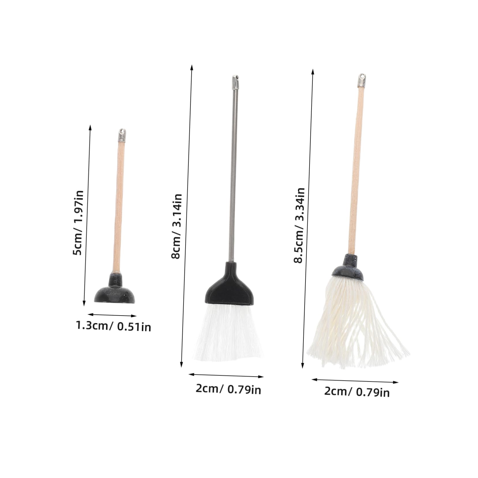 Abaodam Miniature Cleaning Tools Mop Broom Plunger Set for Mini Bathroom Scene Decor