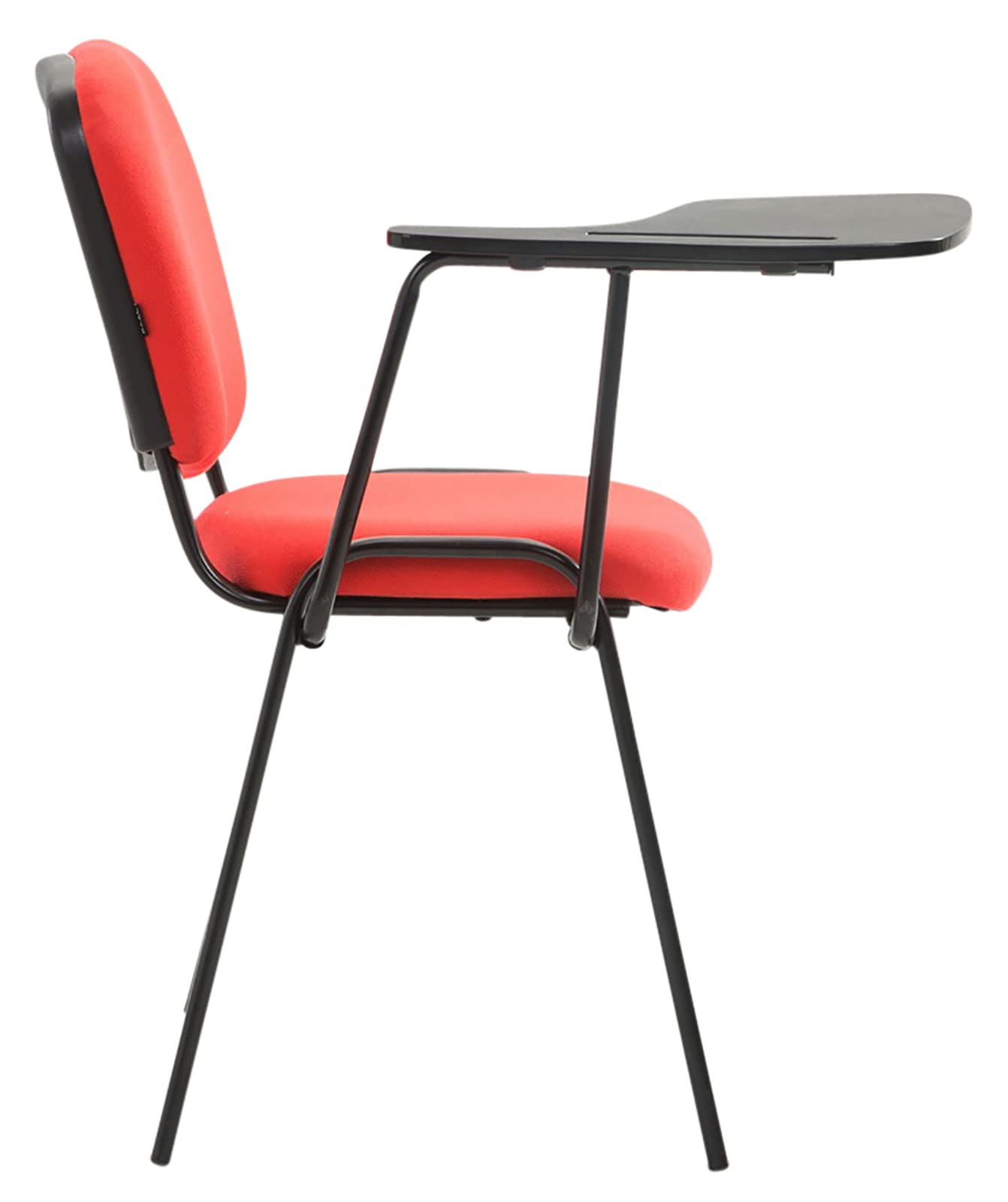 Lot de 4 Chaises Visiteur Ken Tissu Tablette Rabattable Salle de Conférence Rouge