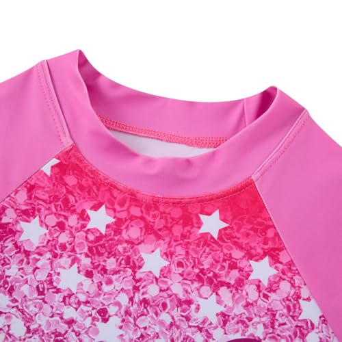 Image of Vogseek 4-10T Girls Rashguard 2 Pieces Long Sleeve Swimsuit Swimwear with Shorts