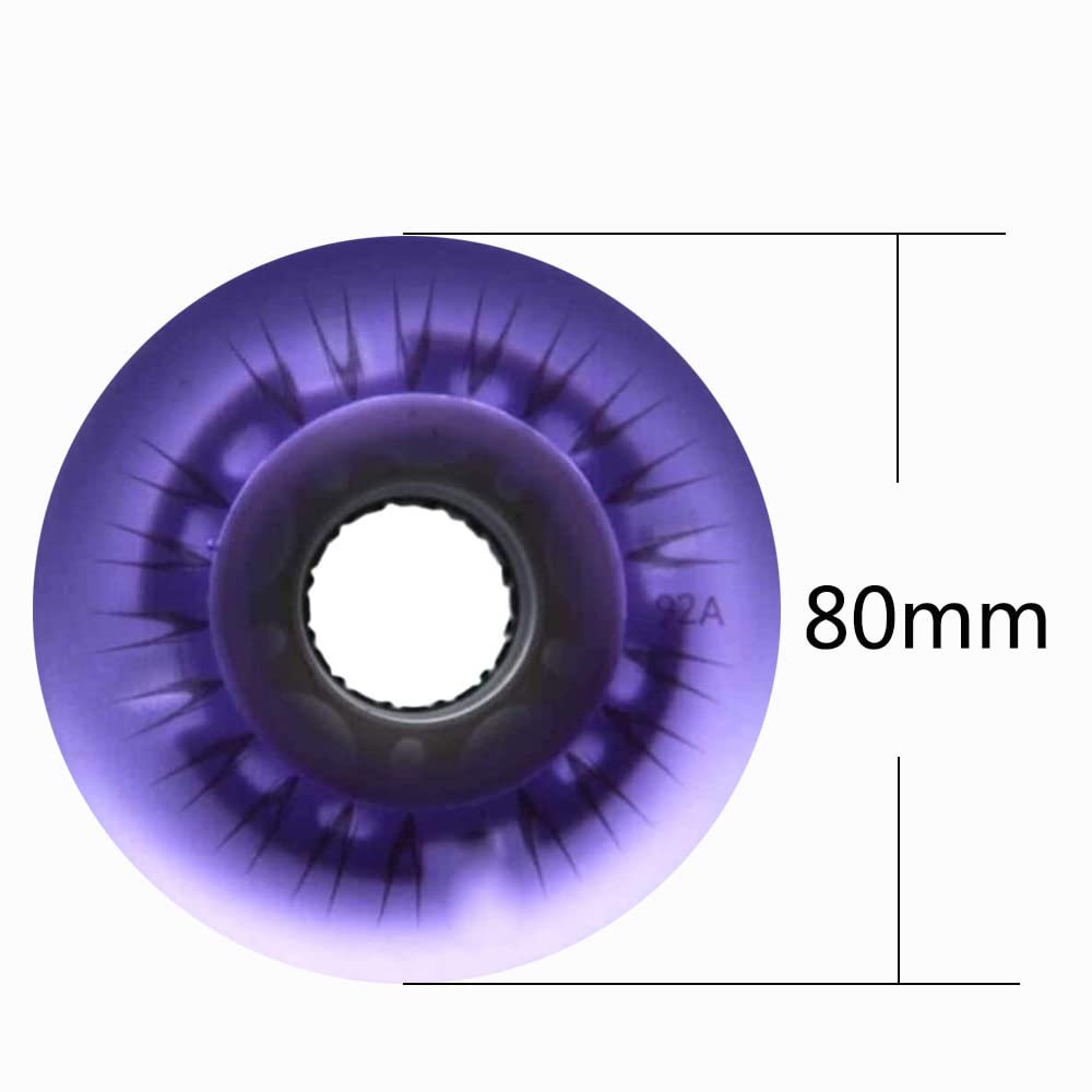 Świecące kółka do łyżworolek migające koła do łyżworolek zapasowe koło 92A LED świecące koła 8 szt. 72 mm / 76 mm / 80 mm dostępne wiele opcji kolorystycznych, fioletowe, 80 mm