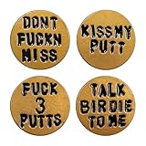 4pcs Funny Golf Ball Marker, for Men Adult Humor Novelty Golf Ball Markers with Funny Words, Unique Golf Gag Gifts for Men or Womsen Golfer(Mixed, Brown)