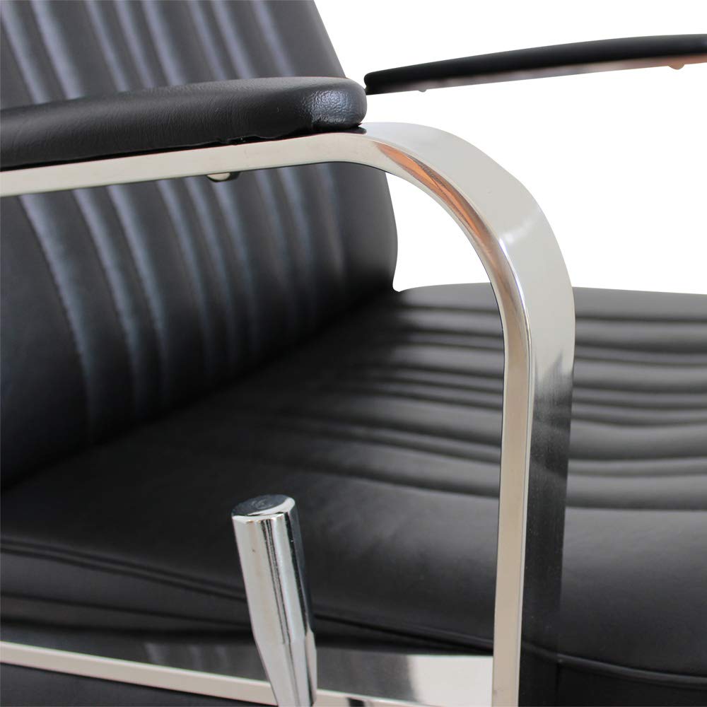 Medeo Herrenstuhl HS5047 schwarz Friseurstuhl: Höhenverstellbar, 360° drehbar und fixierbar, Kunstleder, Schwarz, Entspannen