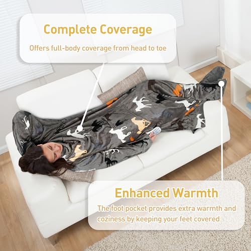 Image of Catalonia Wearable Blanket with Sleeves & Foot Pocket for Adults