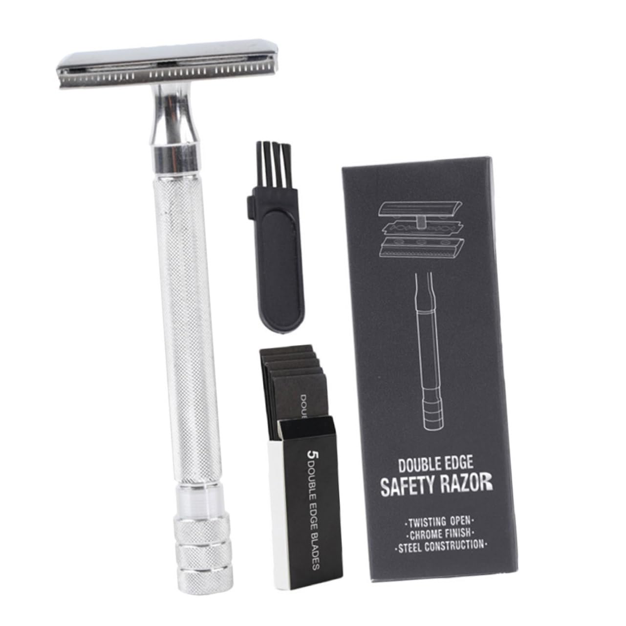 minkissy Professional Salon-style Manual Shaver Double Razor Blade Beard Trimmer Old Safety Razor Easy to Clean
