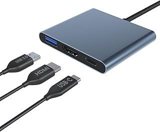 MMOBIEL HDMI Type C HUB Adapter HDMI Adapter USB C to HDMI Adapter USB 3.1/3.0 Charging Port Converter Compatible with MacBook Pro, iPhone 16/15, Samsung Galaxy S24/S23/S22/S21 (Grey Aluminium)