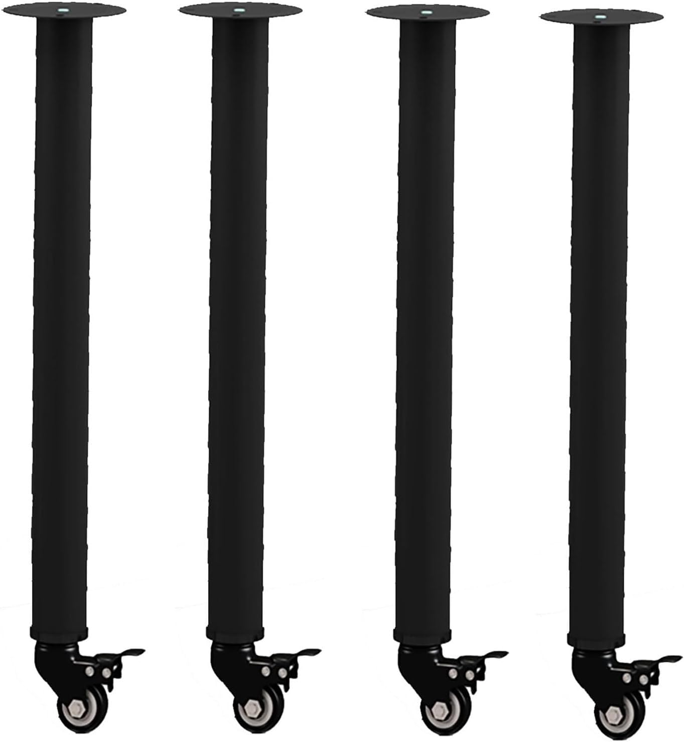 4PCS Metal Furniture Legs with Casters Modern DIY Table Heavy Duty Replacement Support Used in Cabinets, Desks, Chairs, Bars(Black,10 * 88cm/4 * 35in)