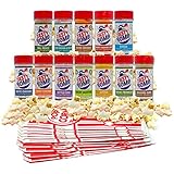Flavorful Popcorn Seasoning Variety Pack – 12 Seasonings in White Cheddar Cheese, Ranch, Sour Cream – Gluten-Free Keto Snack for Movie Nights & Gifts by Tasty Bomb, 2.8-3 Oz.