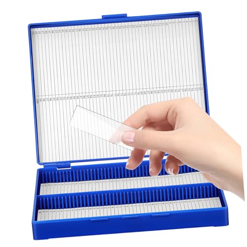 KOMBIUDA 顕微鏡スライド収納ケース スロット標ボックス 耐久性再利用可能スライドホルダー 付きスロットで管理簡単