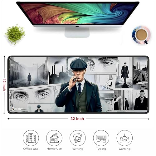 Image of Vintage Gangster Mouse Pad 12x32 Inch 3mm Extended Gaming Desk Mat with Anti-Slip Rubber Base Mousepad for Smooth Surface Desk pad for PC & Laptop Use Waterproof & Stiched (Multicolour) Deskpad