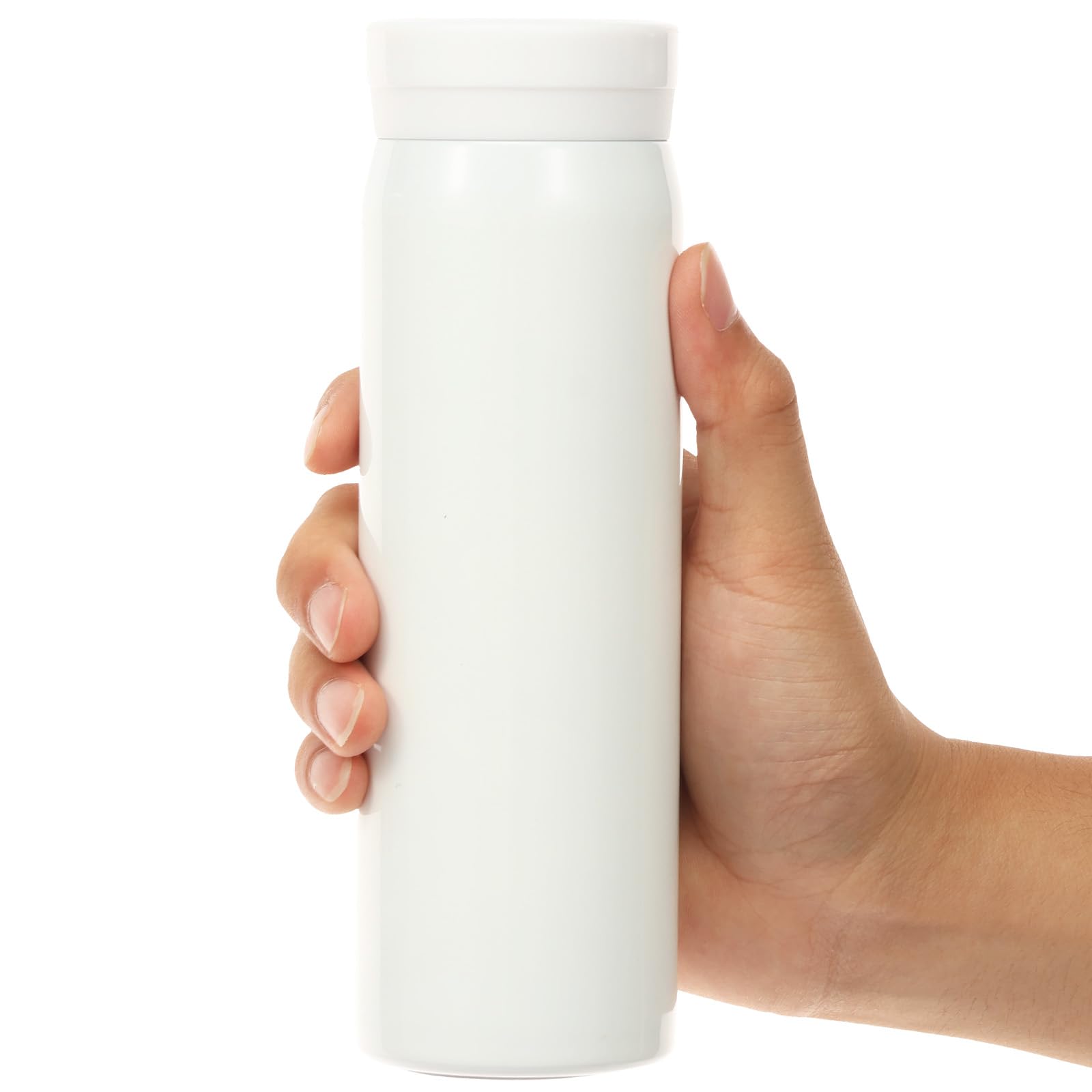Small Water Bottle for Handbag, Leakproof Insulated Small Coffee Flask, 304 Stainless Steel Portable Pocket Travel Mug for Office Gym & Outdoors (White-300ml)