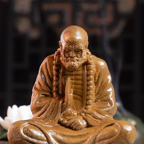 Estatua de Madera Bodhidharma en Meditación miniatura 1
