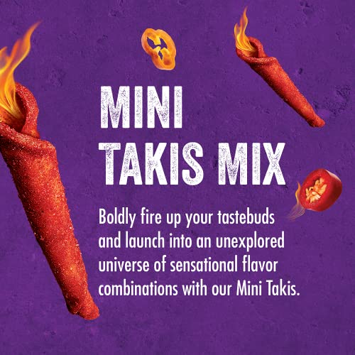 Takis Mini Fuego And Nitro Spicy Rolled Tortilla Chips, Hot Chili Pepper Lime And Habanero Lime Flavored Mini Spicy Chips Variety Pack, 25 Individual Mini Snack Packs, 1.23 Ounces Each #TOP2