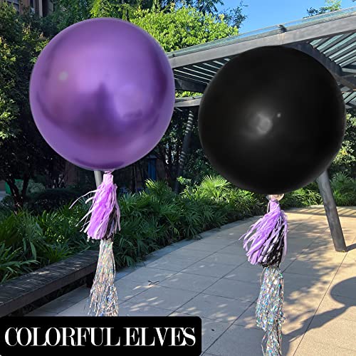 Image of Large Black Balloons 36 Inches 4 Pack Giant Jumbo Big Thicken Round Chrome Metallic Balloon for Birthday Party Decorations