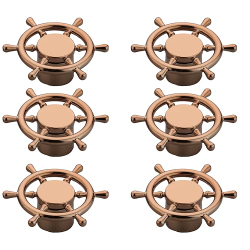Image of Ship Wheel Design Knob for Drawer /Door Knob /Drawer Knobs /Decorative Knobs and Pulls /Zinc Alloy (Rose Gold) Pack of 6-| 3 Years Warranty |