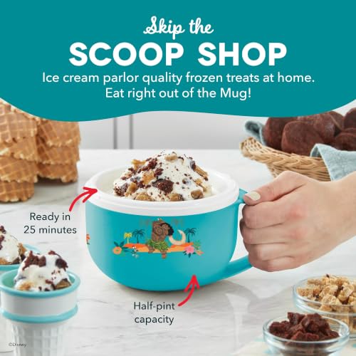 Image of Disney | Dash Moana My Mug Ice Cream Maker - Electric Countertop Soft Serve Ice Cream Machine, Single Serve Half-Pint Moana Mug with Ingredient Chute & Recipe Guide