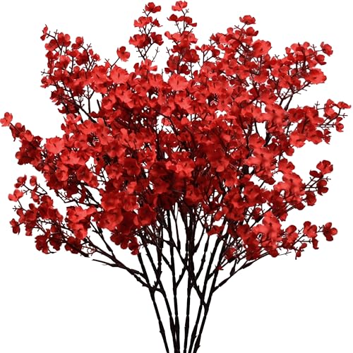 Image of Mandy's 6 Bundles Artificial Red Baby's Breath Flowers