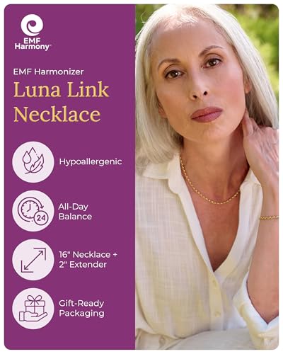 EMF Harmony Rolo Chain Necklace – 18K Gold Vermeil & Sterling Silver Minimalist Women’s Jewelry with Bioresonance for Presence & Clarity (Adjustable 16-18" 3mm Rolo Chain)2