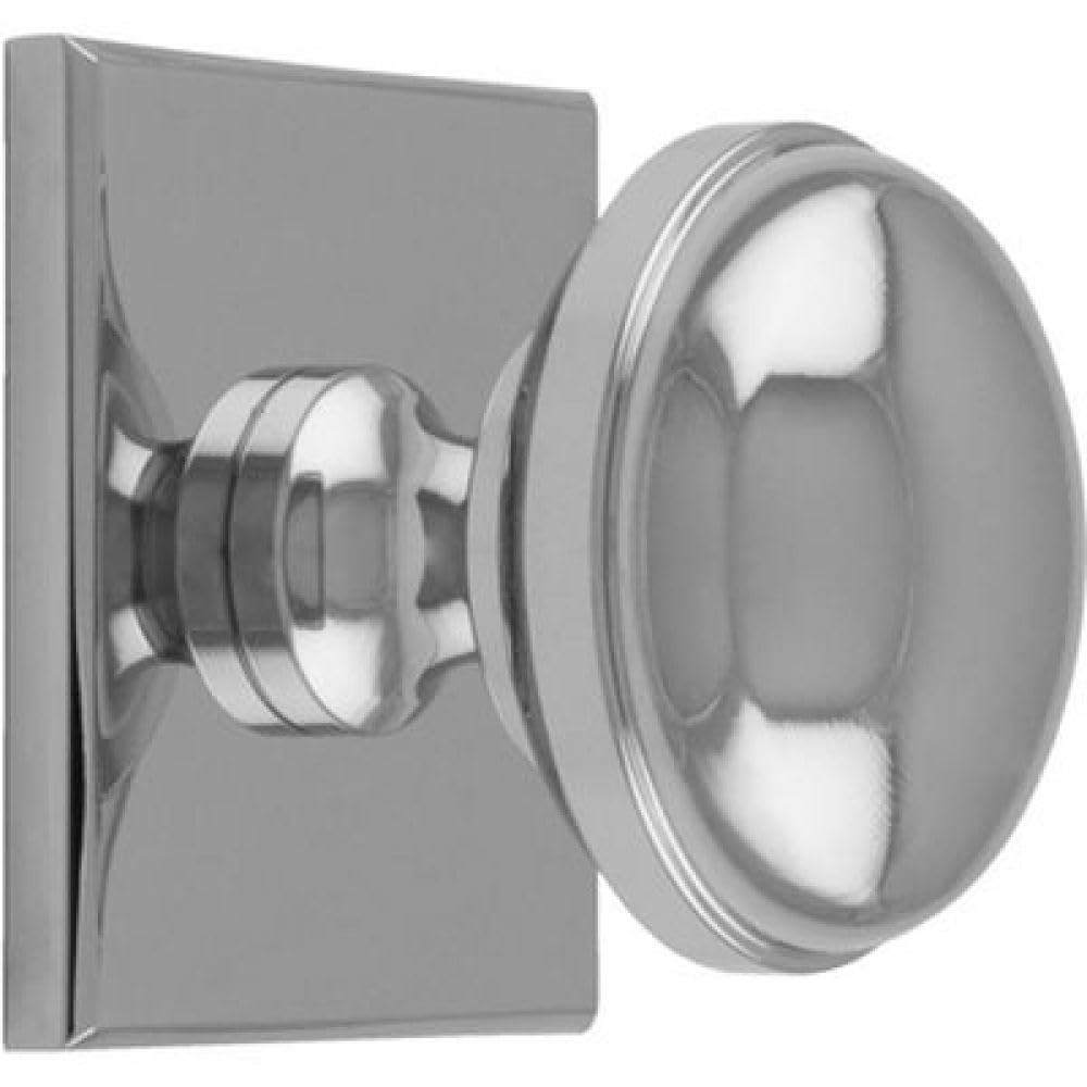 Carlisle Brass Polished Chrome Harmonise Warwick Cupboard Knob On Square Backplate (Polished Chrome)