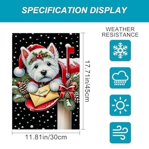 Image of BlissYard Christmas Westie Dog Garden Flag 12x18 Inch Polyester