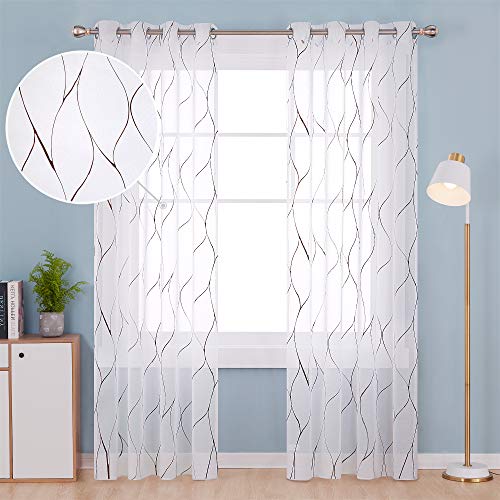 Deconovo Cortina Traslucida Dormitorio Visillos Dcorativo con Ollaos 2