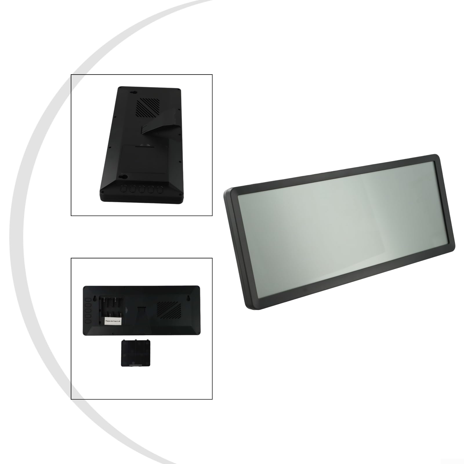 Reloj de pared LCD de pantalla grande, reloj despertador digital con temperatura, fecha, fase lunar, funciona con pilas, diseño rectangular moderno para sala de estar, color negro